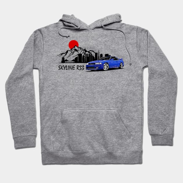 Nissan Skyline r33 GTR, JDM Car Hoodie by T-JD